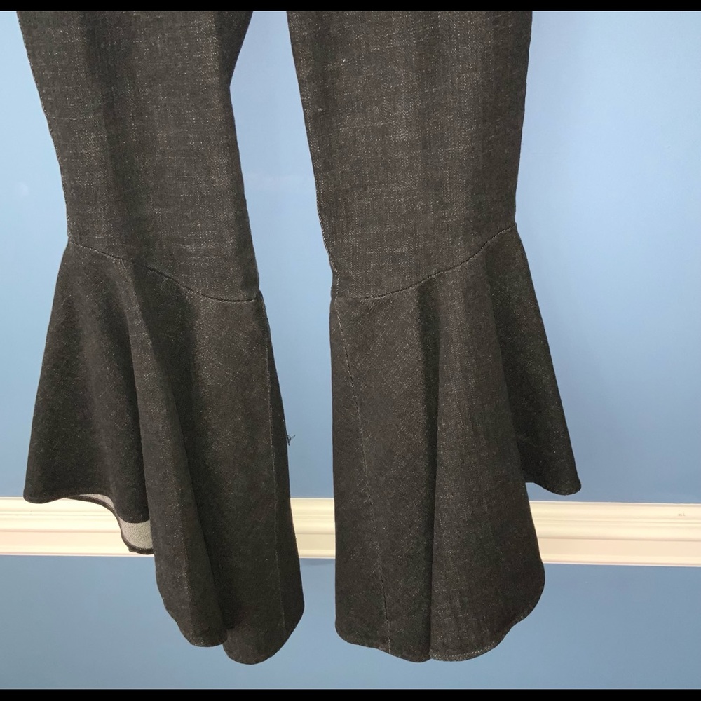 Scripted Denim Ruffle Pant - Picture 3 of 6